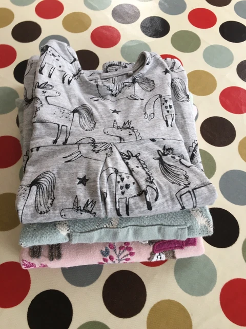 Girls Clothes  Bundle Of 3 Items. New Unicorn Dress  And 2 Tops. Age 11/2 -2 Yrs