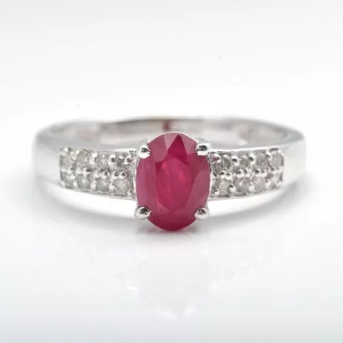 Bague d'anniversaire en argent sterling 925 avec rubis rose taille ovale