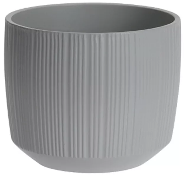 Porcelana Ondulado Macetero 14cm Luz Gris Planta Maceta