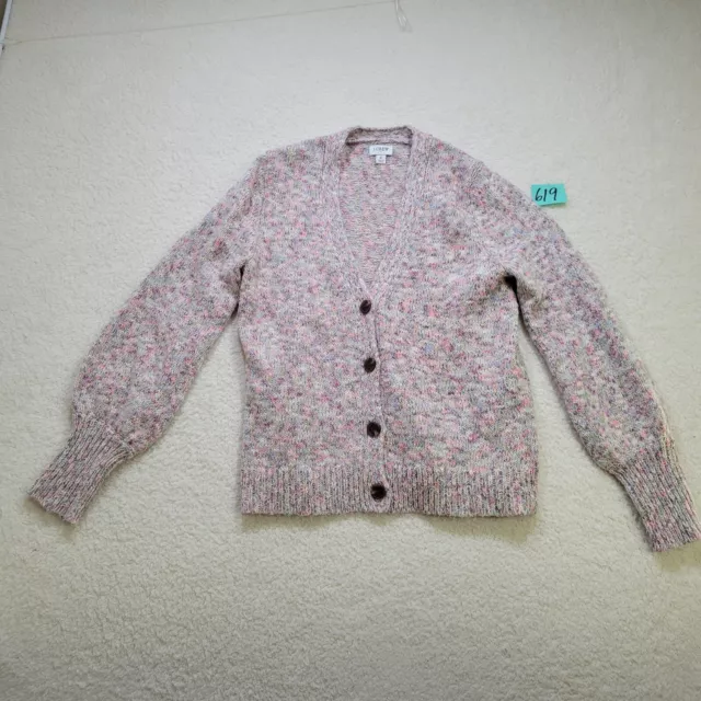 J Crew Women's Cardigan Sweater Size Small V Neck Button Front Pink Cotton Knit