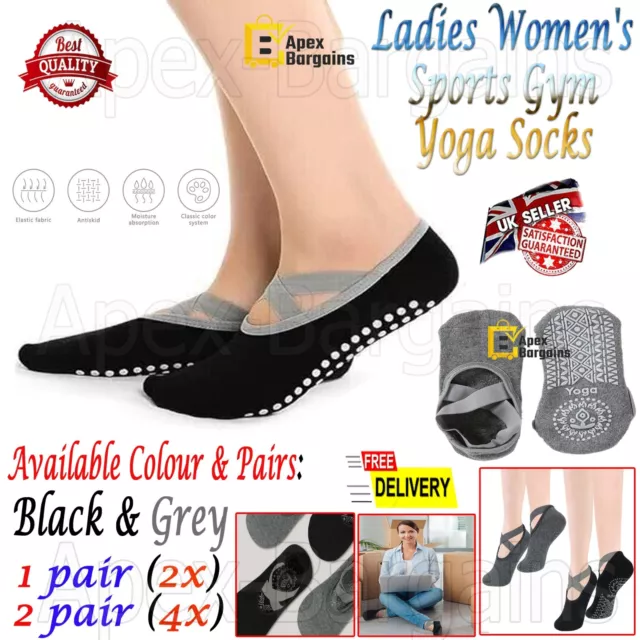 Ladies Women's Sports Gym Yoga Socks Fitness Non Slip Gripper Sole Trainer Liner