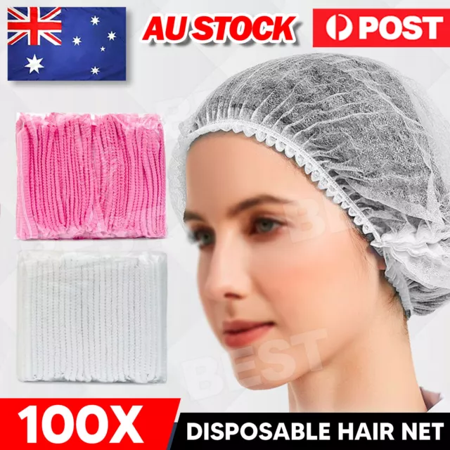 100 Pcs Disposable Hair Net Cap Stretch Control Cover Piece Shower Travel Sleep