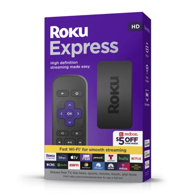 Roku Express (New) HD Streaming Device with High-Speed HDMI Cable&Simple Remote