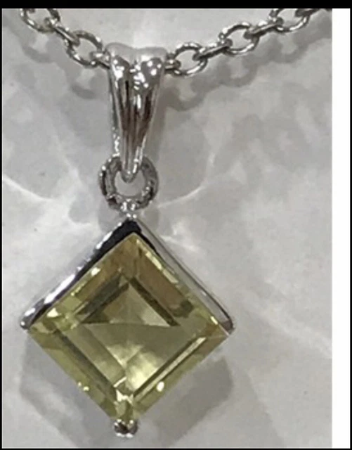 Eye-catching Lemon Topaz Genuine 2.90ct & 18K White/Gold Vermeil Pendant