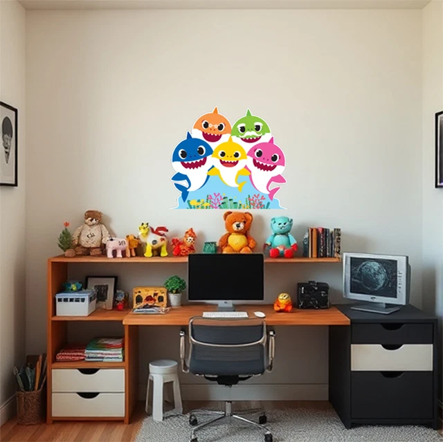 BABY SHARK STICKERS Kids Room Decal Baby Shark Family Decor Stickers ...