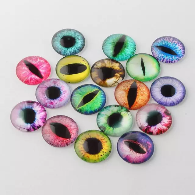 10-200 Stück Glas Cabochon Augen für Puppen uvm. 10 mm 12 mm 20 mm Mix/Paare #22