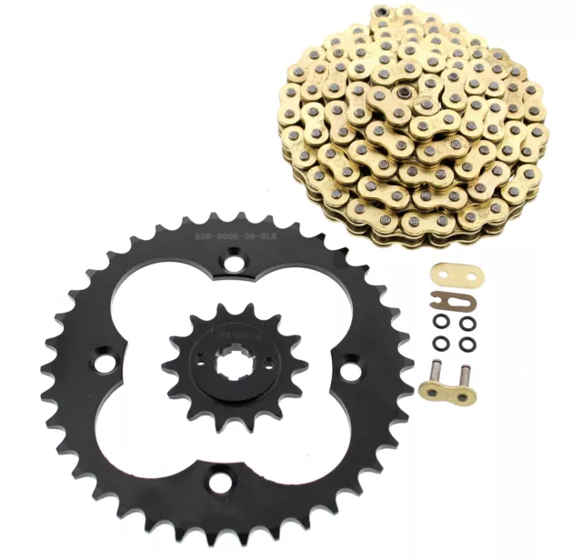 1988 1989 Honda TRX250R TRX 250R Gold O-Ring Chain and Black Sprocket 14/38 92L