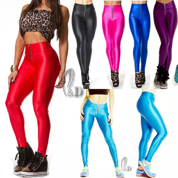 AU SELLER Sexy High Waist Zip Neon Dance Rockabilly Stretch Pants Leggings P011