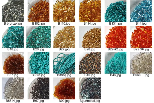 Japanese & Czech Bugle or Tube Glass Beads 29 Colors- Loose-15 Grams-Clearance