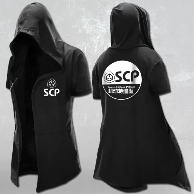 Anime Hoodie SCP Foundation Short sleeve Coat Unisex Black Jacket Windbreaker