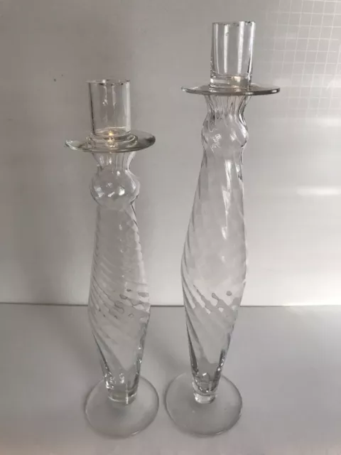 Tall crystal Elements candle holders Sz 13” 141/2 “