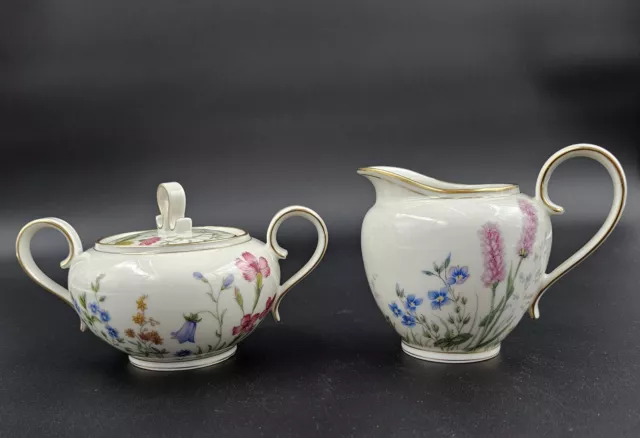 Vtg Franconia-Krautheim Meadow Flowers Creamer & Sugar Bowl Set - Selb Bavaria