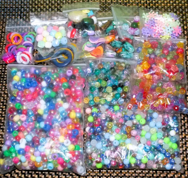 555g mixed beads, RAINBOW mix. Various beads, charms. Job lot bulk clearance