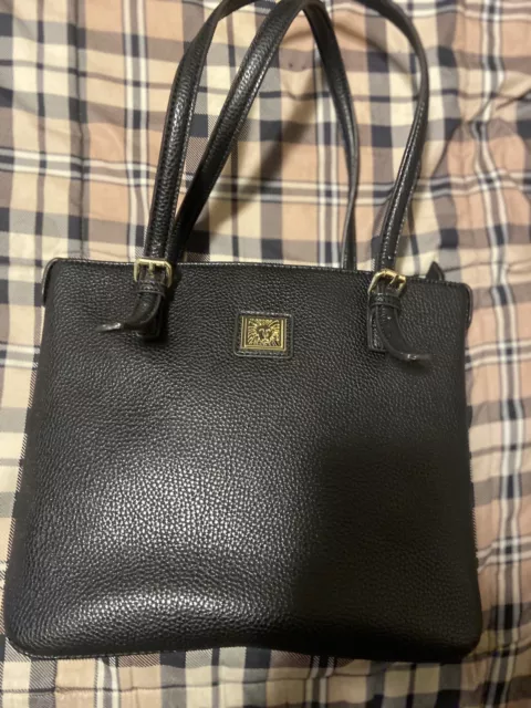 anne klein purse black leather