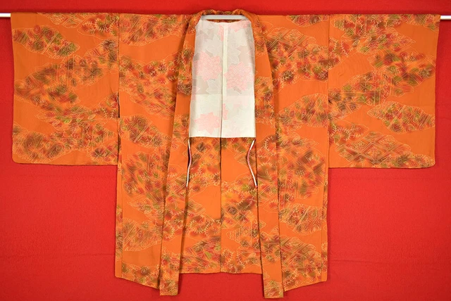 Vintage Japanese Kimono Silk Antique BORO HAORI Kusakizome Dyed/A065/560