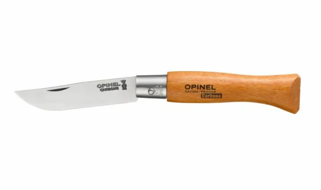 1 x couteau OPINEL 5 ACIER carbon steel knife blade manche hetre folding