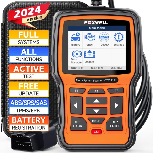 FOXWELL NT510 Elite OBD2 Scanner All System SRS SAS EPB Oil BAT Bidirectional