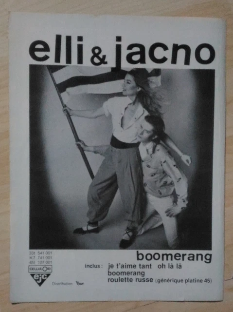 Publicité advert concert album tournée  ELLI & JACNO 1983  Boomerang