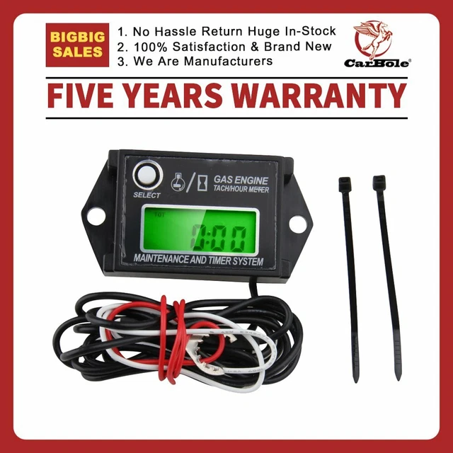 RESETTABLE DIGITAL TACHOMETER Hour Meter w/ Max RPM Recall 2 & 4 Stroke