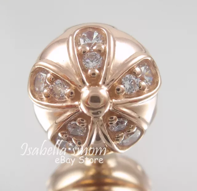 DAISIES ÉBLOUISSANTES véritable PANDORA rose plaqué or/cz CLIP FLEUR CHARME/PERLE NEUF 2