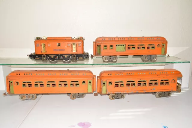 Lionel Prewar Standard Gauge Orange 9E Passenger Set, 428, 429, 430