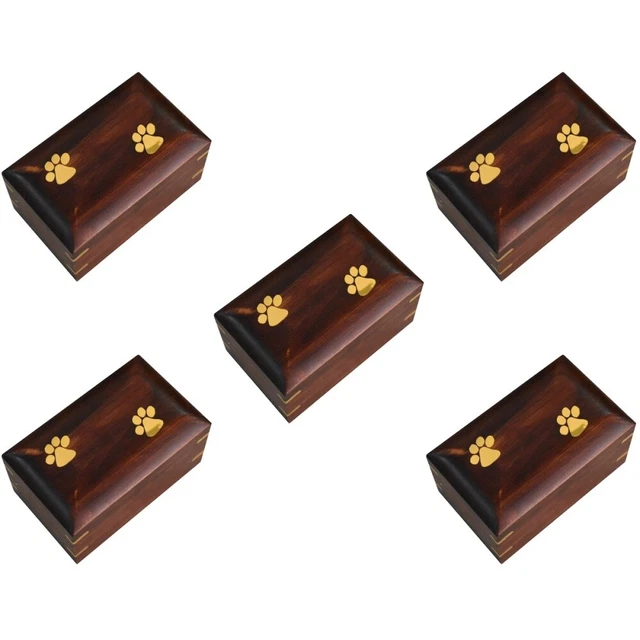 5 Pack Compact Pet Urn Dog Accessories for Ashes Urns Dogs Cats Souvenir Wooden