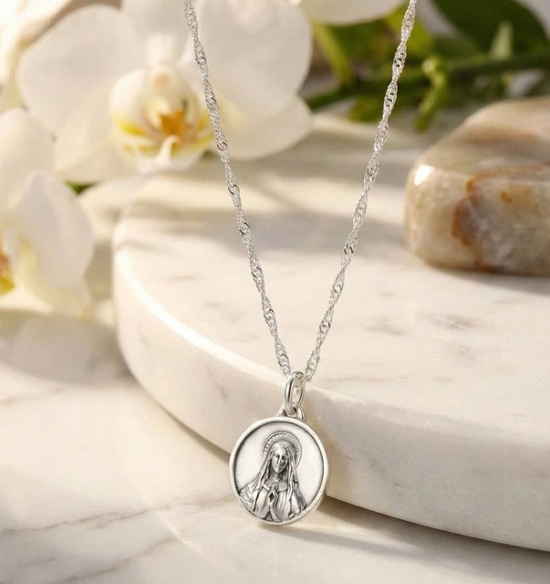 Pendentif Portrait Vierge Argent - Bijou Ancien, Poinçon Crabe, REF 07011612