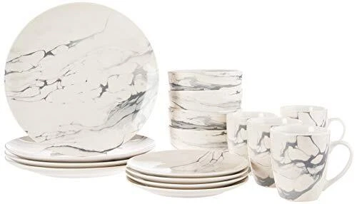 Juegos de vajilla redonda American Atelier | platos de cocina blancos y grises tazones y...