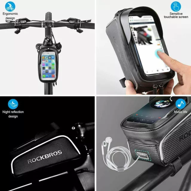 Wasserdichte 6,5" Handyhalterung für Radfahren Fahrrad Vorderrohr Rahmentasche
