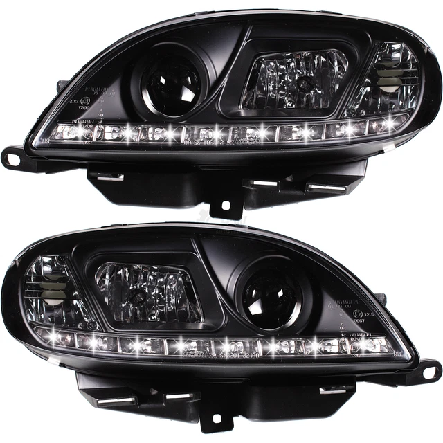 LED Tfl Ottica Faro Set Citroen Saxo Anno Fab. 99-04 H1 + H1 Trasparente Nero