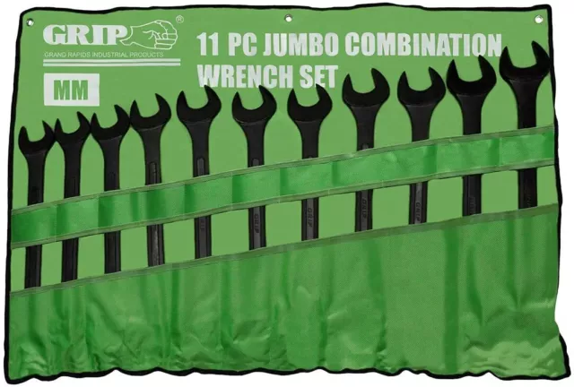 11PC Heavy Duty Jumbo Combination Spanner Set Black Oxide Finish 34-50mm AuStock