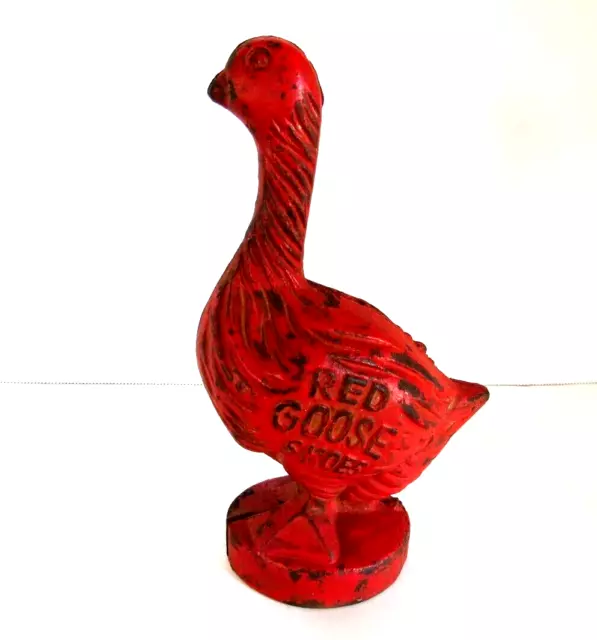 Authentic Antique RED GOOSE SHOES Advertising Bank Cast Iron 8 1/2" Tall