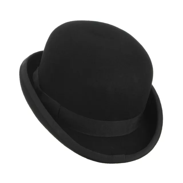 100% Wool Men's Women Black Bowler Hat Gentleman Formal Cap Fedora Hat S M L XL