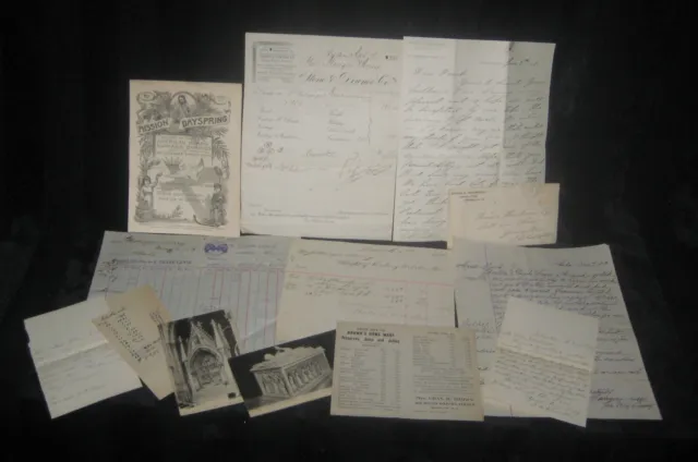 Lot of Vintage Paper ~  Documents, Letters Etc.  ~ 1880s -1930s