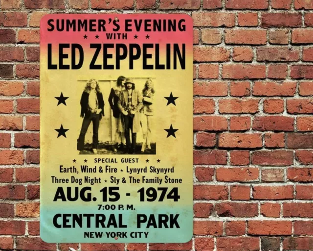 Led Zeppelin Metal Tin Sign 8"x12" Central Park NYC Concert