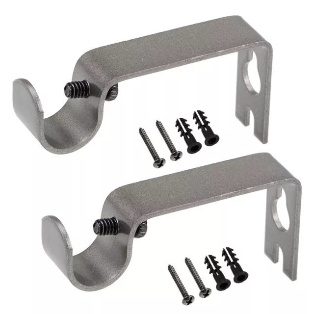 Curtain Rod Bracket Iron Single for 16mm Drapery Rod, 73 x 36 x 16mm Gray 2Pcs