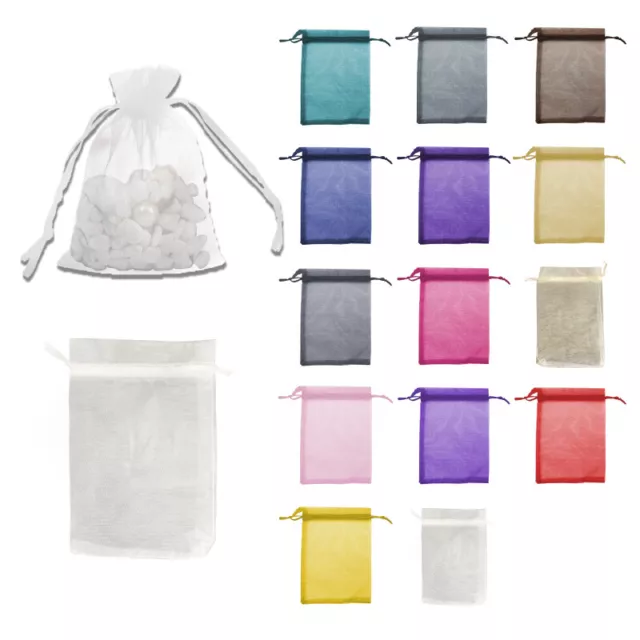 10-100 Pcs 5 Size Organza Bag Sheer Bags Jewellery Wedding Candy Packaging Gift