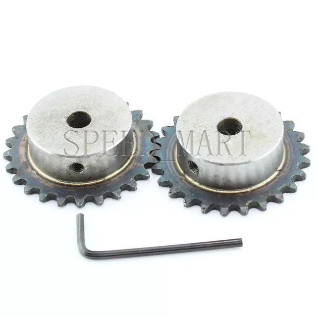 2 pcs 12mm Bore 25 Teeth 25T Metal Pilot Motor Gear Roller Chain Drive Sprocket