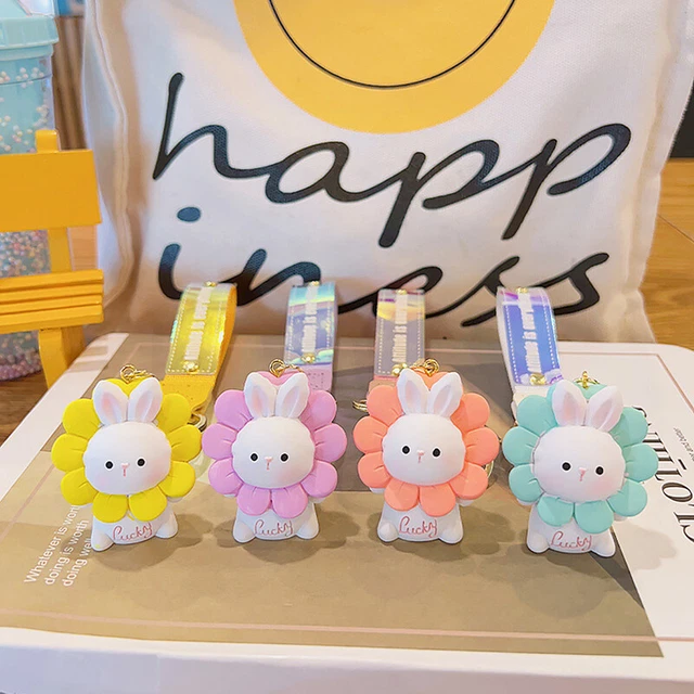 Nuovo cartone animato carino girasole moda coniglio portachiavi fresca borsa coppia pendente
