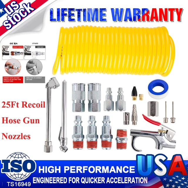 Kit de herramientas de accesorios de pistola de manguera de retroceso de 1/4" NPT 25 ft