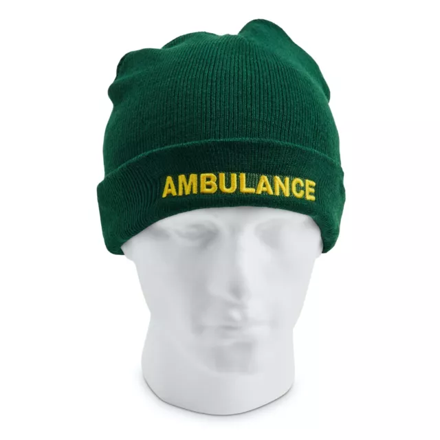 AMBULANCE Beanie / Woolly Hat (GREEN) for Paramedic St John Medic EMT 999 Nurse