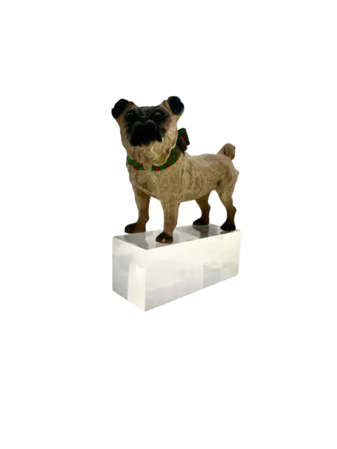 Pug Dog Figurine Small Adorable with Acrylic Base Vintage Christmas Decor Gift