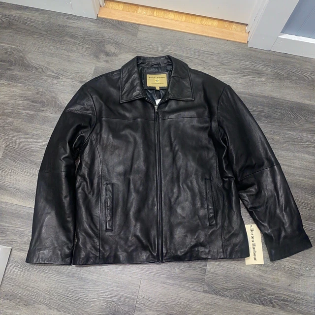 BOSTON HARBOUR MEN S Leather Jacket 1134510 Black Size Vary New 59.99 PicClick