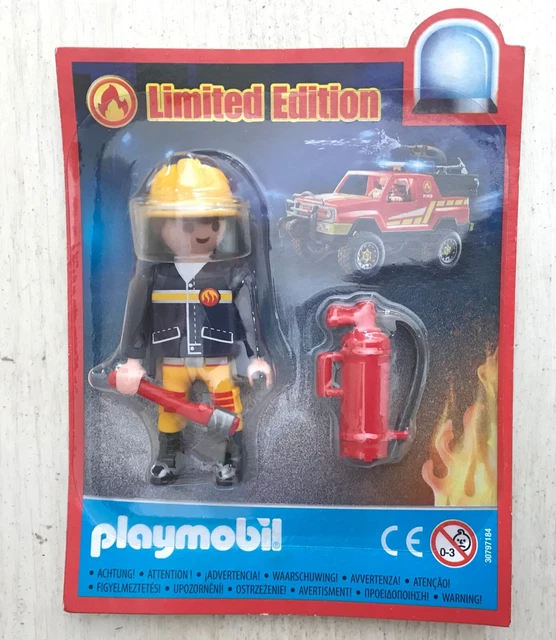 FIGURINE NEUF SOUS BLISTER PLAYMOBIL LE POMPIER DU 118 AVEC FEU ET