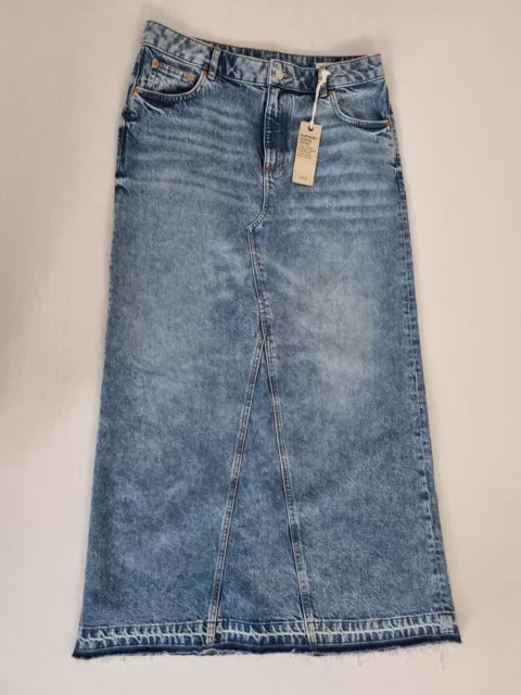 Marks And Spencer Denim Skirt Size 14 L Long Maxi Blue Cotton  Womens New BNWT