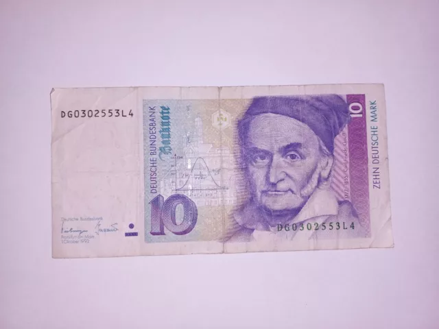 10 DM Deutsche Mark Schein Banknote Vom 1. Oktober 1993 Rarität DG0302553L4 (15)