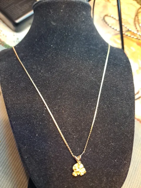 14k Yellow Gold 27" Chain Necklace Real 22 KT+or ‐ Alaskan Gold Nugget Pendant