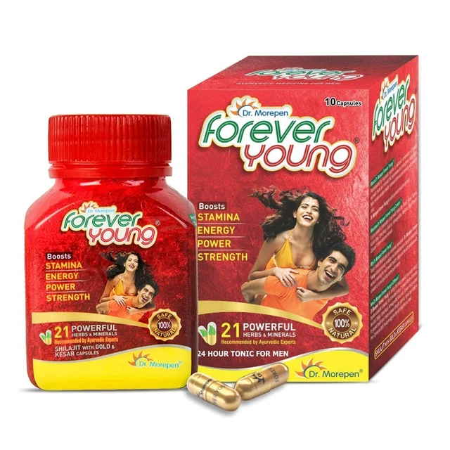 DR. MOREPEN Forever Young Sheelajit With Gold & Kesar Caps For Men 10 Caps FS