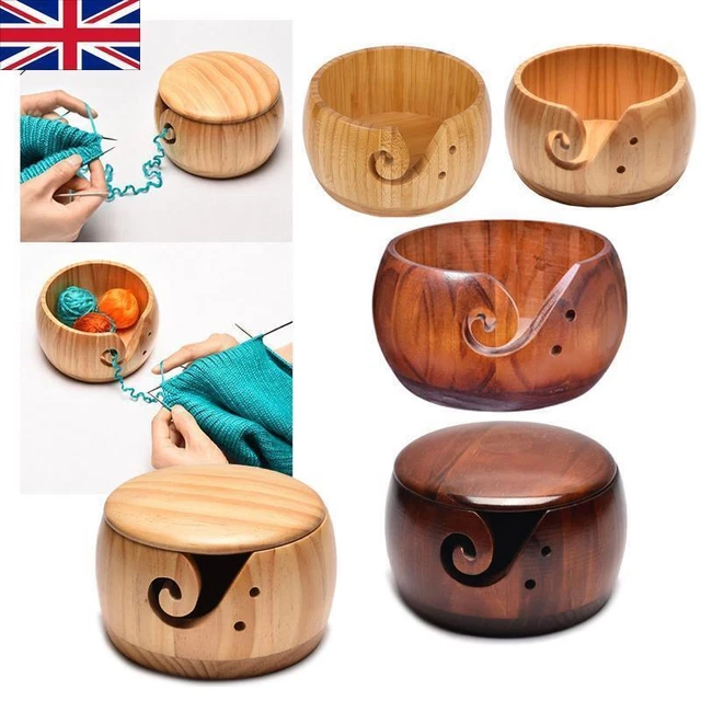 Large Wooden Yarn Bowl Knitting Crochet Holder Yarn Wool Storage Organizer Tool