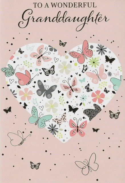 Granddaughter Birthday Card With Badge – Large 9" X 6" Modern Design – Sweet Verse For Special Day